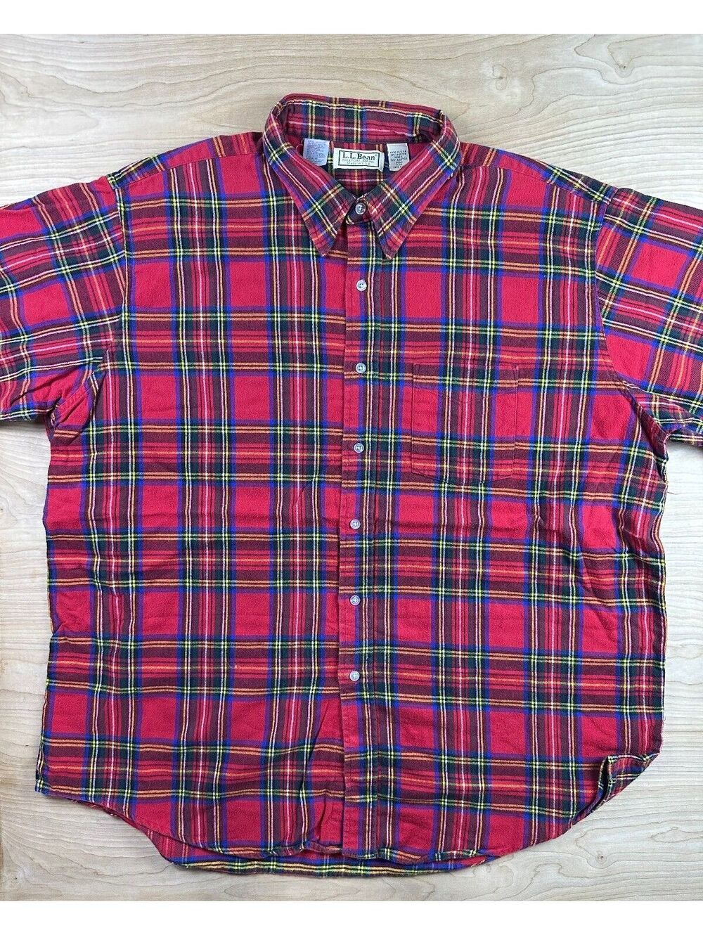 Vintage 80s LL Bean Flannel button up shirt xxlarge plaid 100% cotton gorp usa